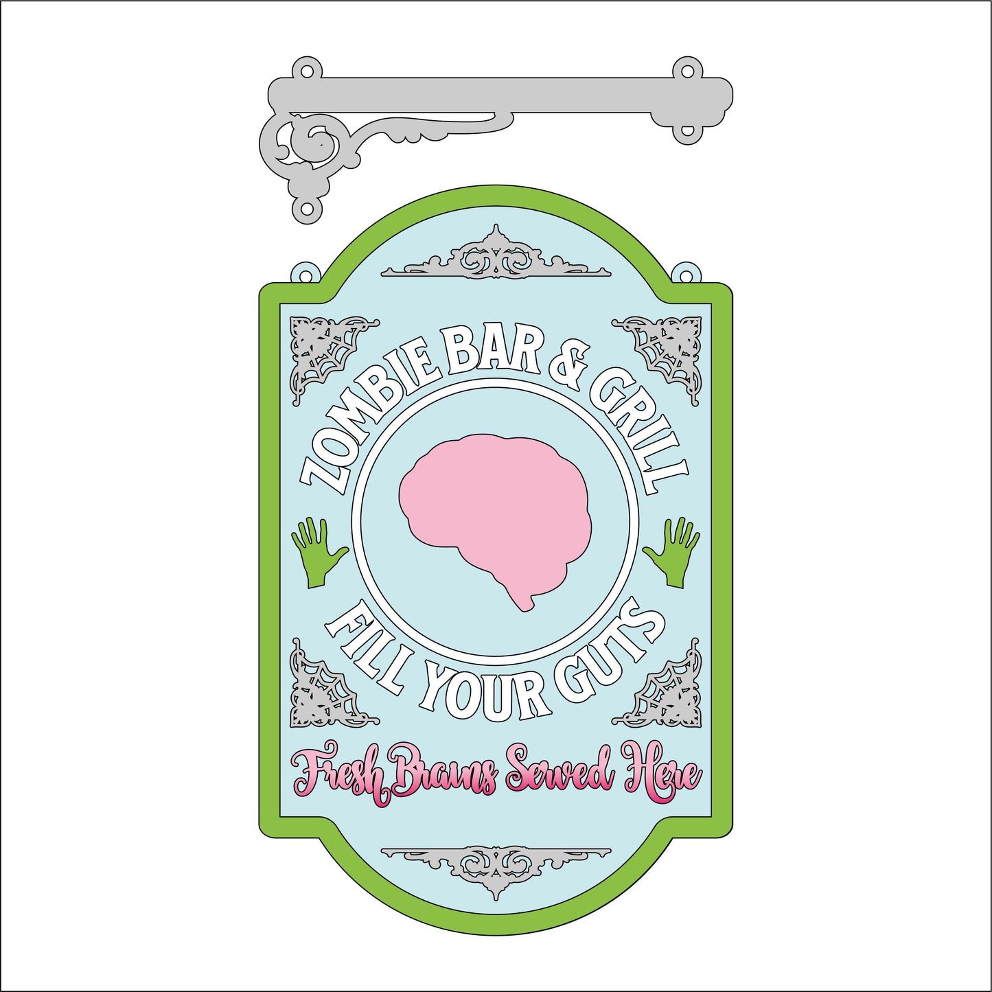 25cm Zombie Bar & Grill Hanging Sign