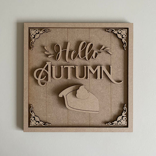 19cm Hello Autumn Pumpkin Pie Sign
