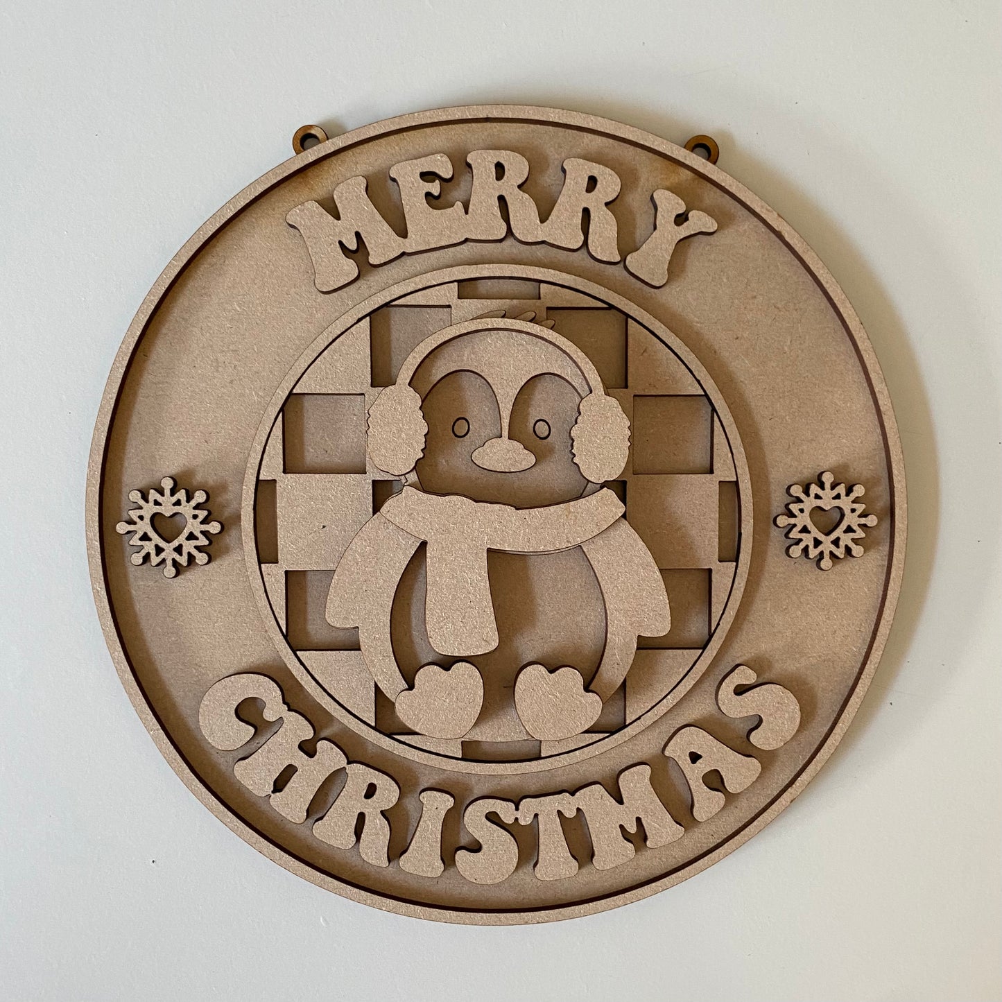 20cm Merry Christmas Penguin Sign