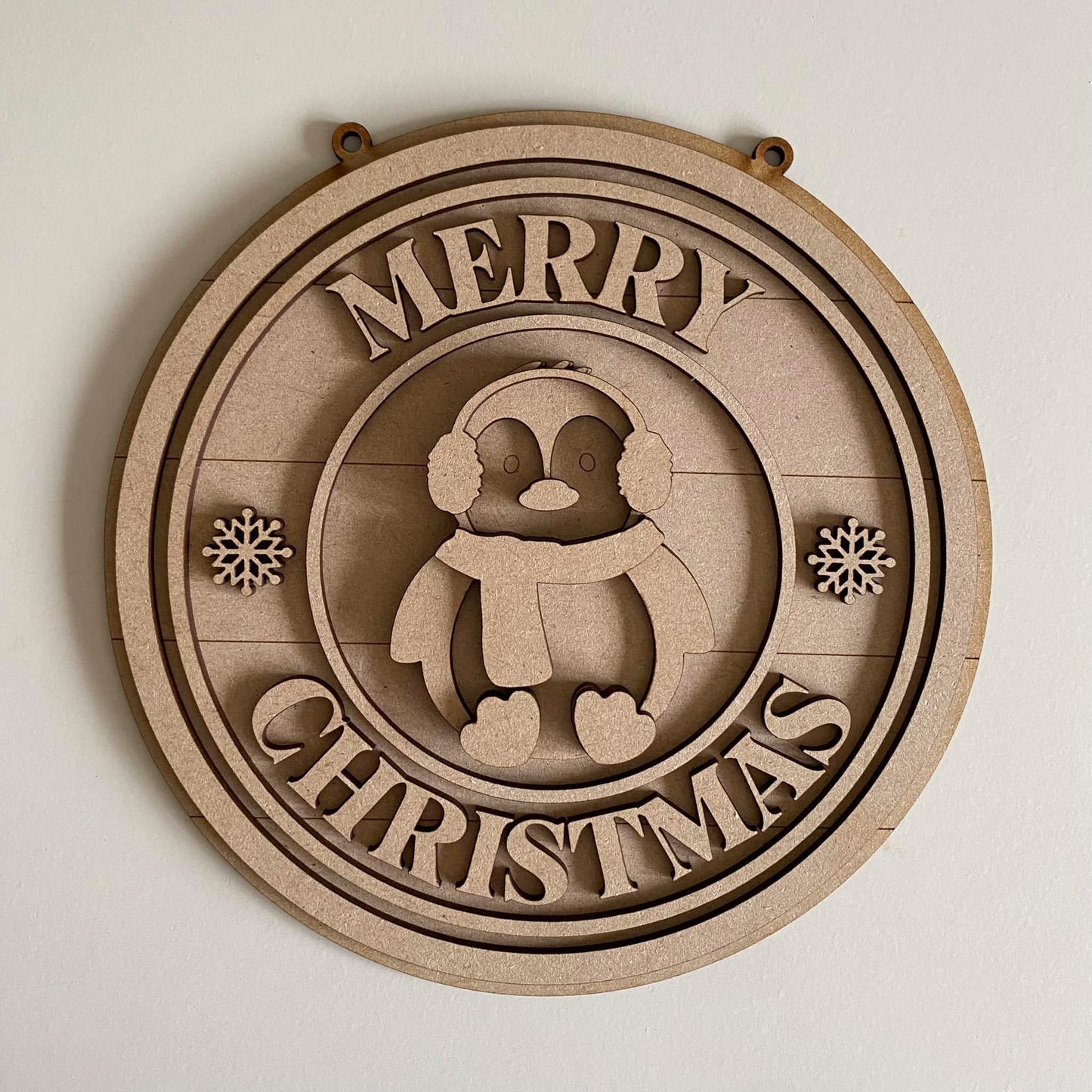 20cm Merry Christmas Penguin Sign