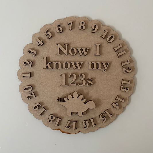 20cm Dinosaur 123 Sign