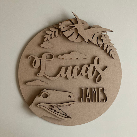 25cm Dinosaur Personalised Sign