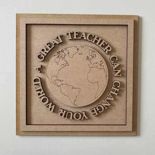 19cm A Great Teacher Changes Your World Sign