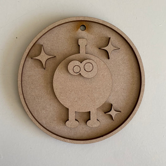 10cm Alien With Antenna Round Bauble