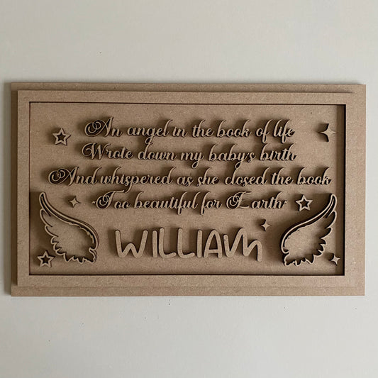 30cm An Angel In The Book Of Life Sign