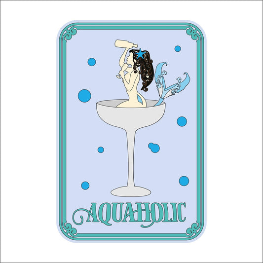 30cm Aquaholic Champagne Mermaid Sign