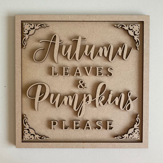19cm Autumn Leaves & Pumpkins Please Sign