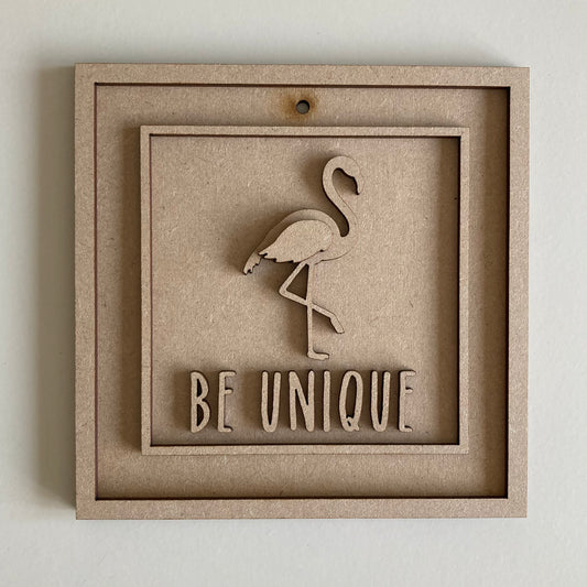 15cm Be Unique Flamingo Sign