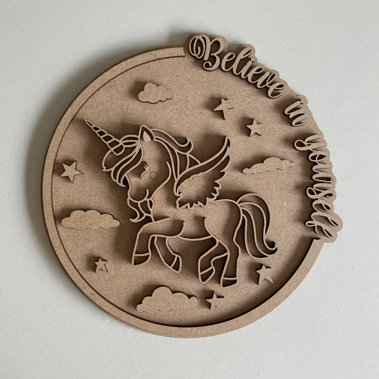 20cm Believe In Yourself Unicorn Sign