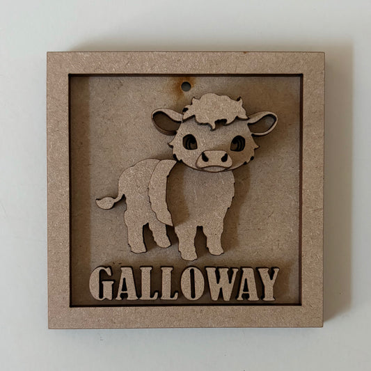 10cm Belted Cow Galloway Mini Frame