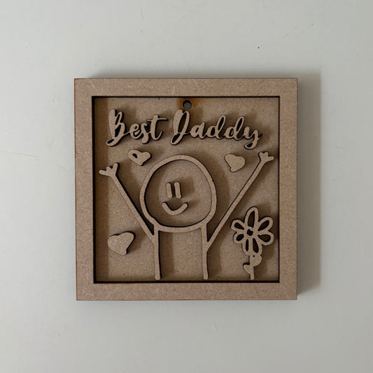 9cm Best Daddy Stick Figure Mini Frame