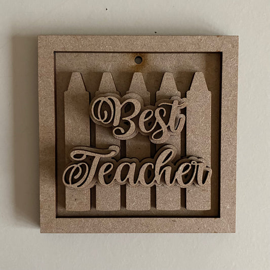 9cm Best Teacher Crayons Mini Frame
