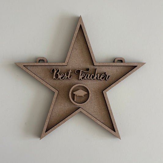 13cm Best Teacher Star Decoration