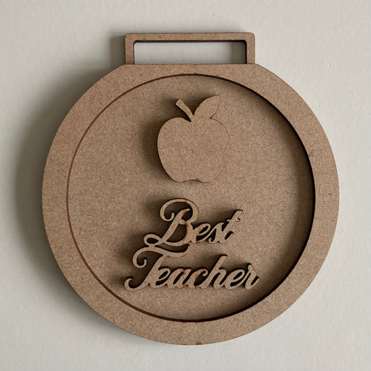 10cm Best Teacher Apple Medal - Apple