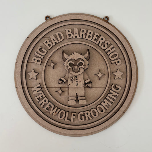 20cm Big Bad Barbershop Sign
