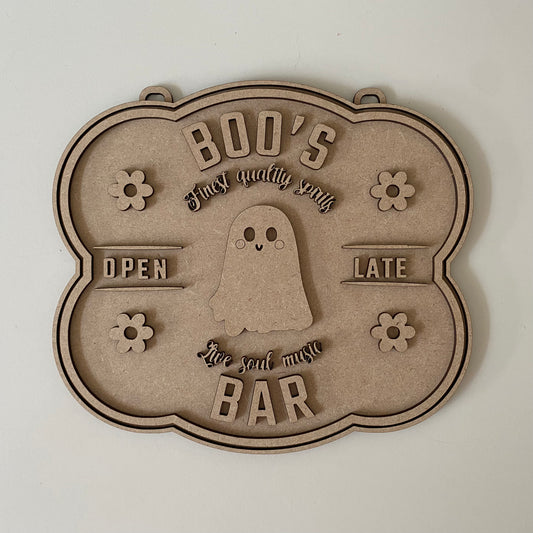 22.5cm Boo's Bar Sign