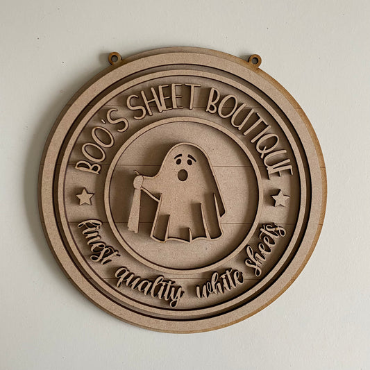 20cm Boo's Sheet Boutique Sign