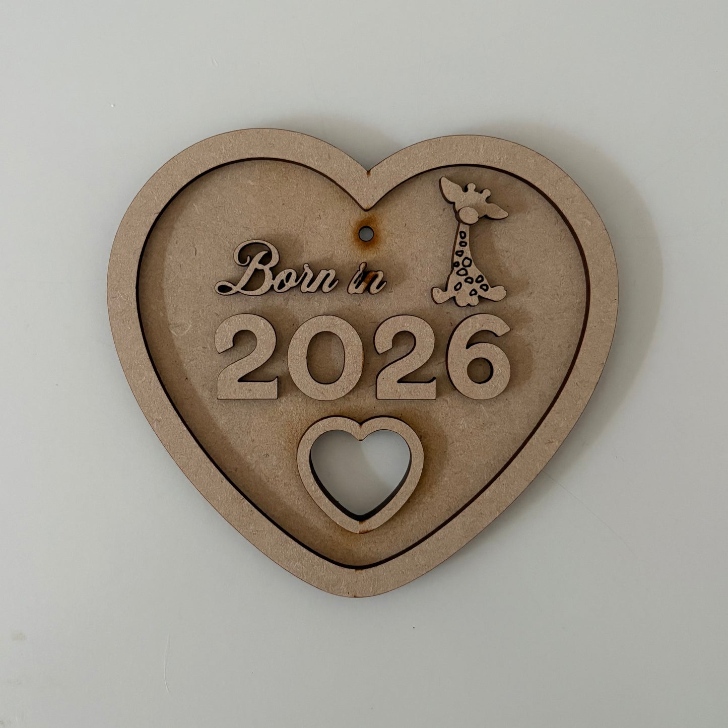 15cm Born In 2026 Heart Sign