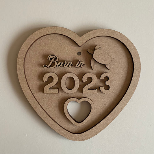 15cm Born In 2026 Heart - Turtle Sign