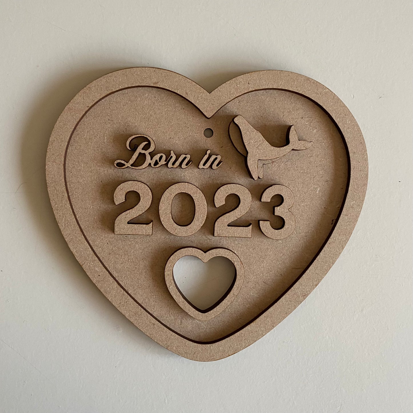 15cm Born In 2026 Heart - Whale Sign