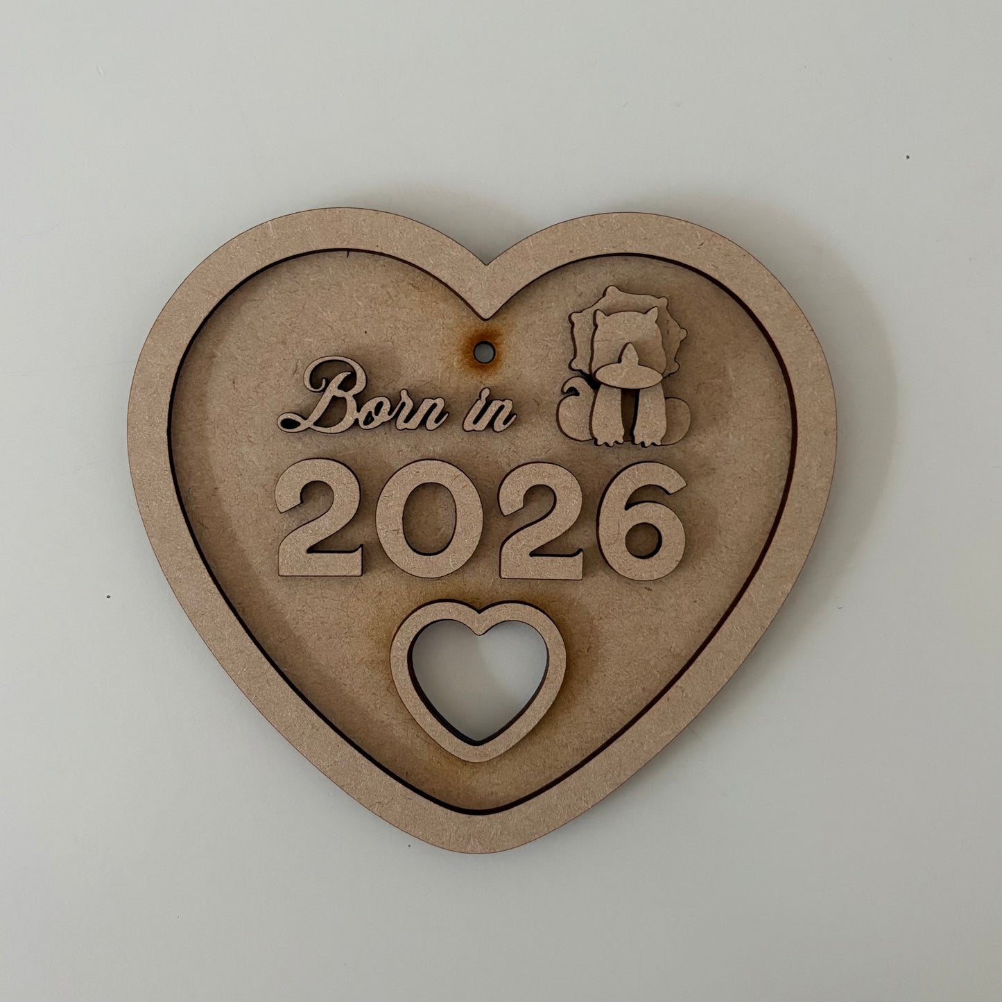 15cm Born In 2026 Heart Sign