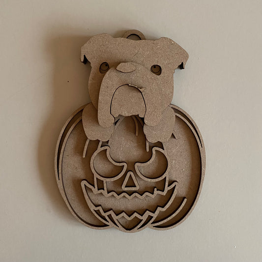 15cm Bulldog In Halloween Pumpkin Decoration
