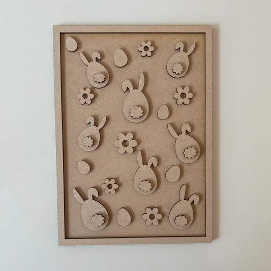 25cm Easter Bunny & Flowers Pattern Sign