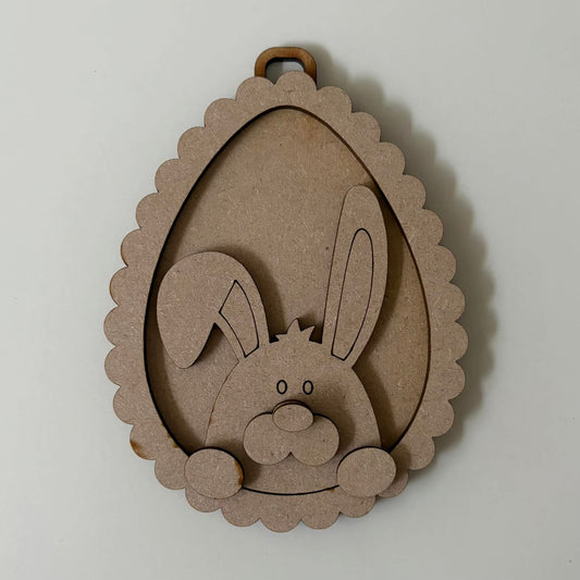 13cm Peeping Bunny Scalloped Egg Bauble