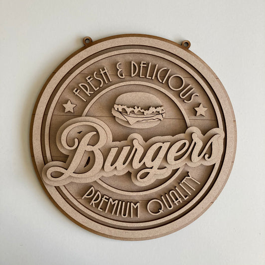 20cm Burgers Sign