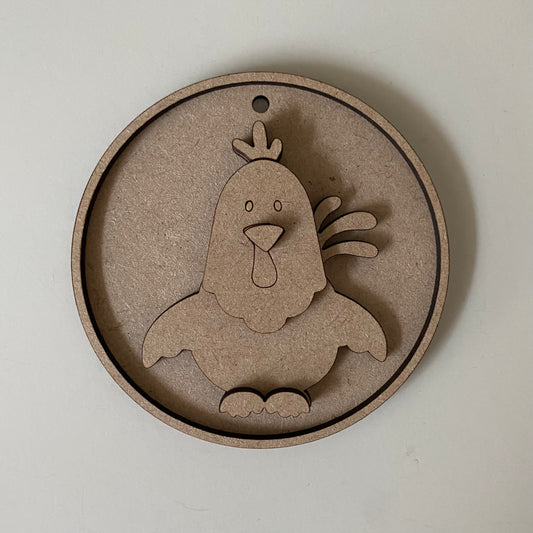 10cm Chicken Round Bauble