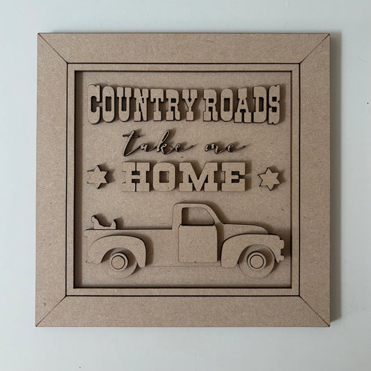 19cm Country Roads Take Me Home Sign