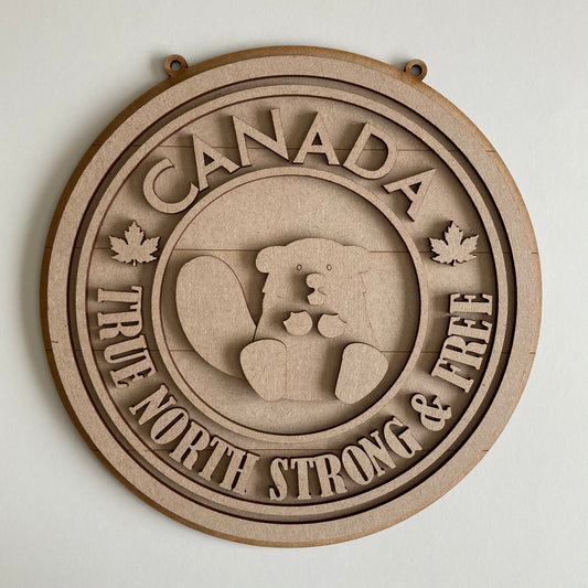 20cm Canada True North Strong & Free Beaver Sign
