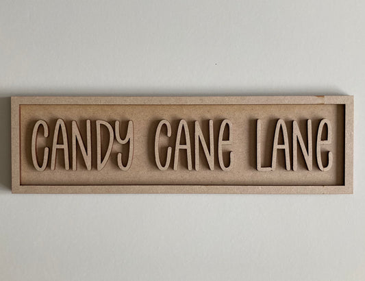 30cm Candy Cane Lane Rectangle Sign