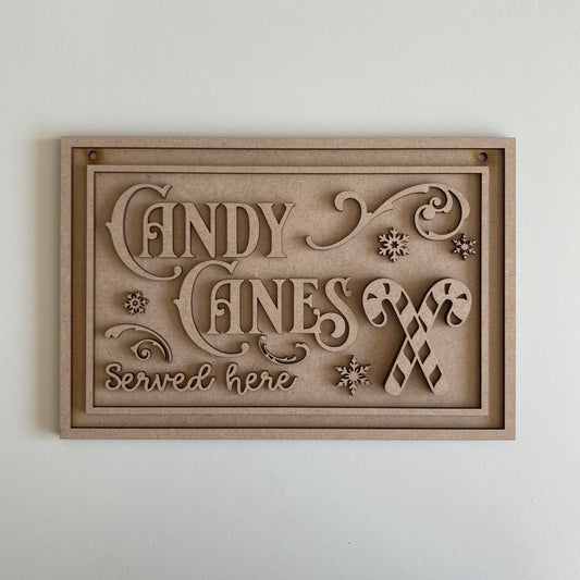 22.5cm Candy Canes Served Here Sign