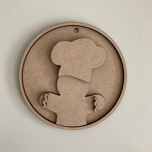 10cm Gingerbread Chef Round Bauble
