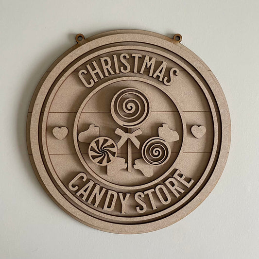 20cm Christmas Candy Store Sign