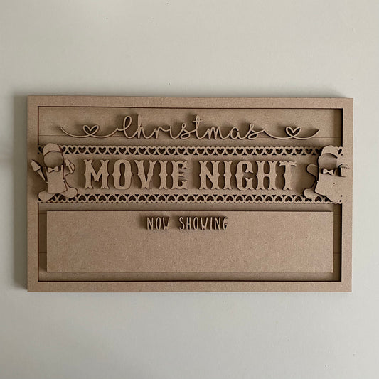 30cm Christmas Movie Night Sign