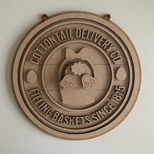 20cm Cottontail Delivery Co Sign