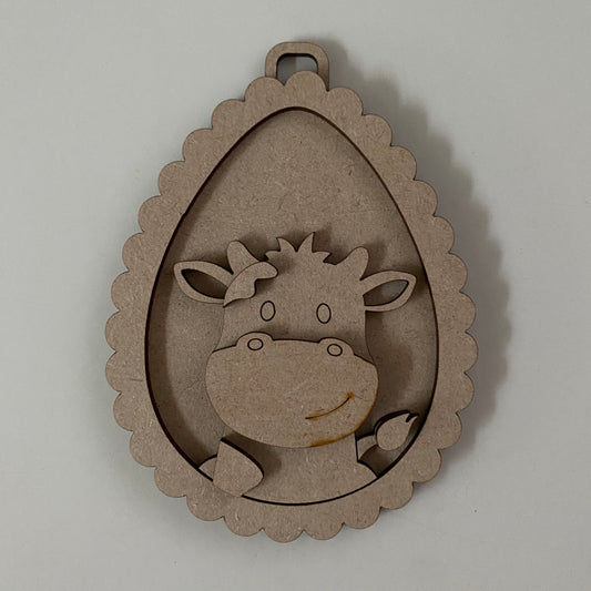 13cm Cow Scalloped Egg Bauble