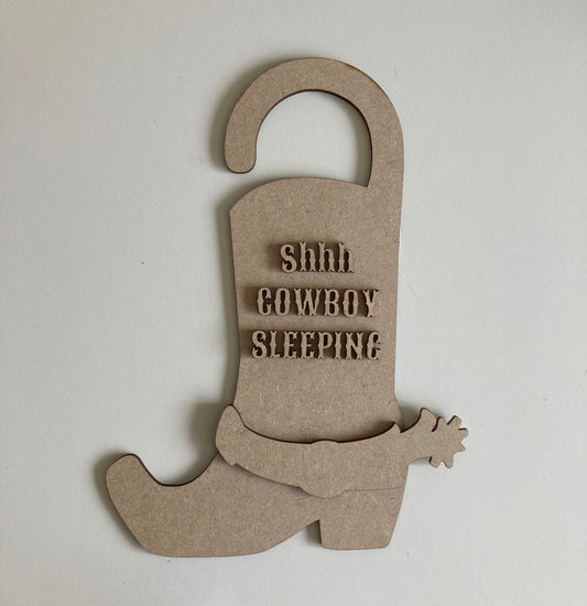 25cm Shhh Cowboy Sleeping Cowboy Boot Door Hanger
