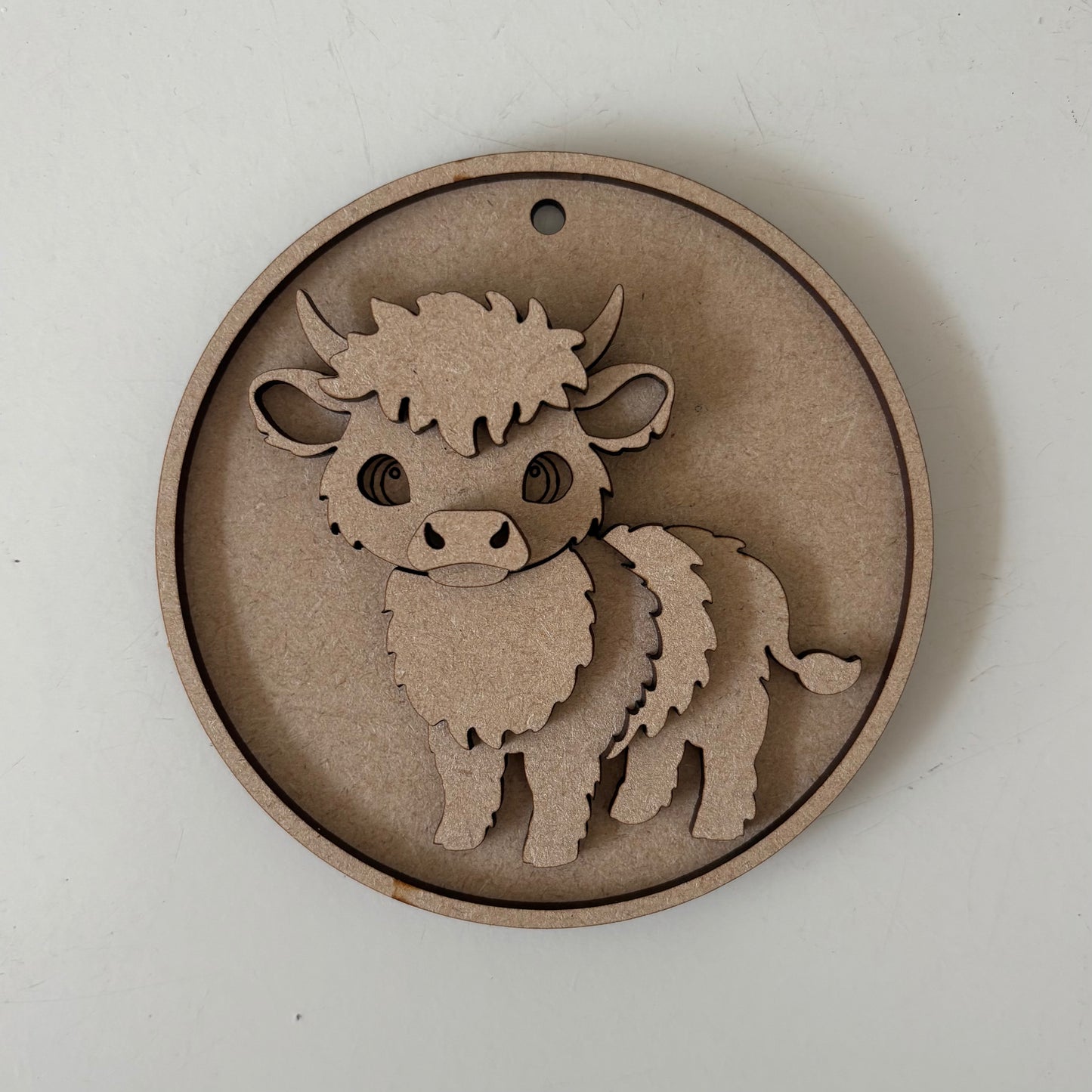 10cm Highland Cow Calf Round Bauble