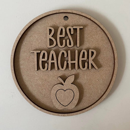 10cm Best Teacher Apple Bauble