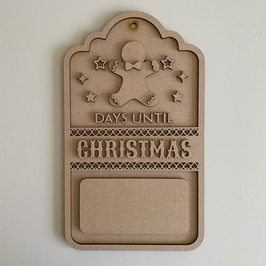 30cm Days Until Christmas Gingerbread Man Tag