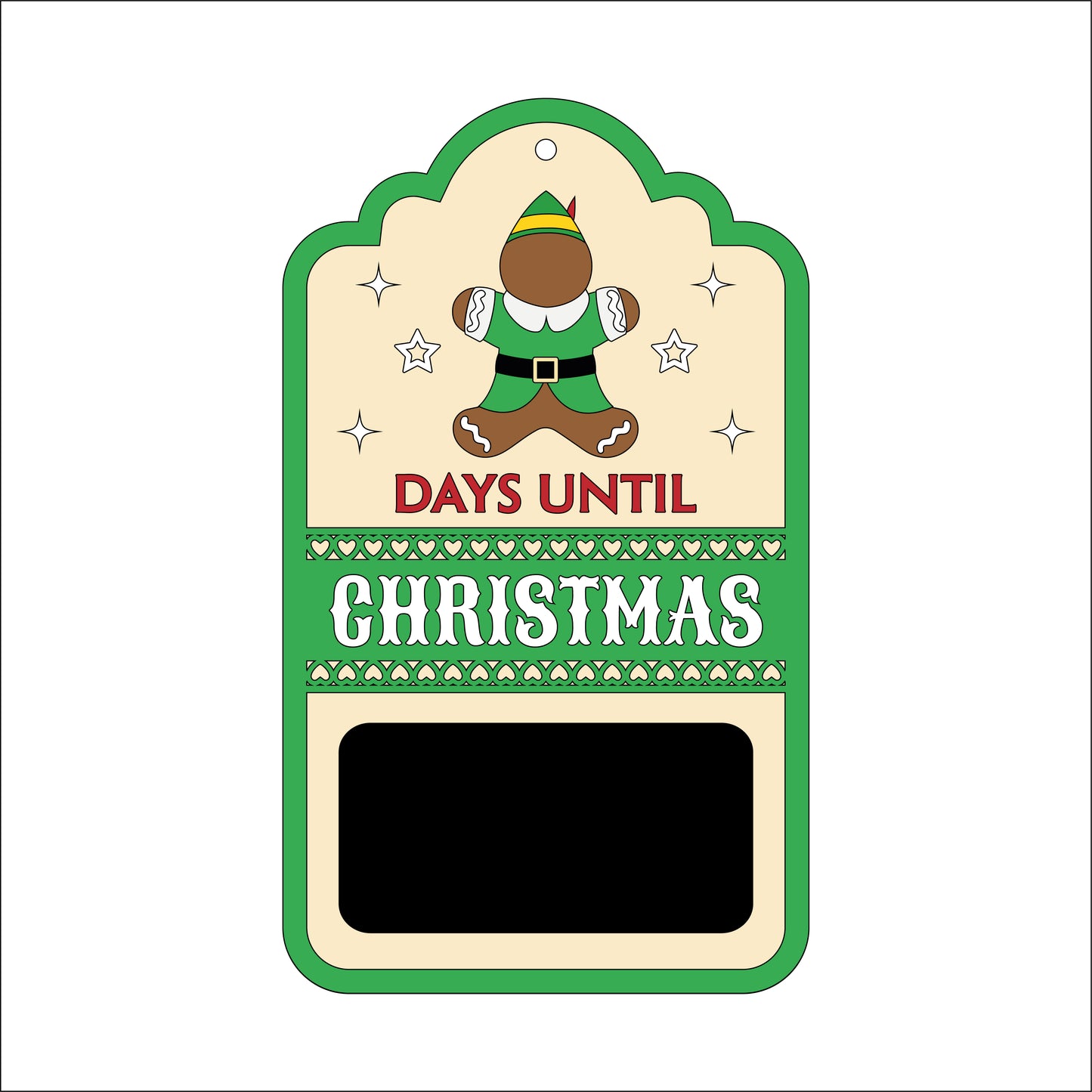 30cm Days Until Christmas Elf Tag