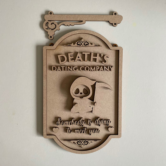 25cm Death's Dating Company Hanging Sign