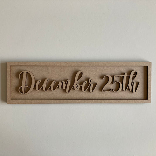 30cm December 25th Rectangle Sign