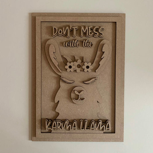 25cm Don't Mess With The Karma LLama Sign