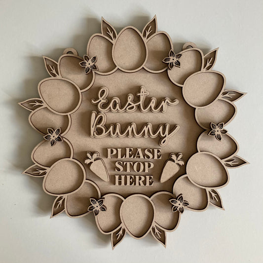 30cm Easter Bunny Please Stop Here Egg Wreath