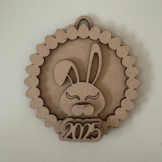 10cm Egg Border - Bunny & Year Bauble