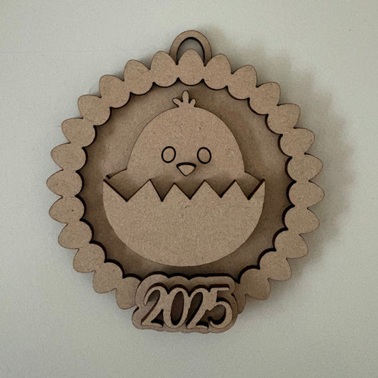 10cm Egg Border - Easter Chick & Year Bauble